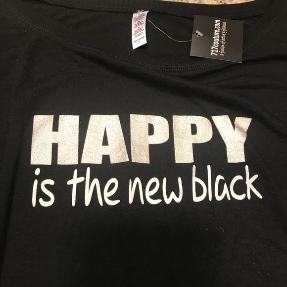 Happy is the New Black Tee Sm NWT - Picture 2 of 3